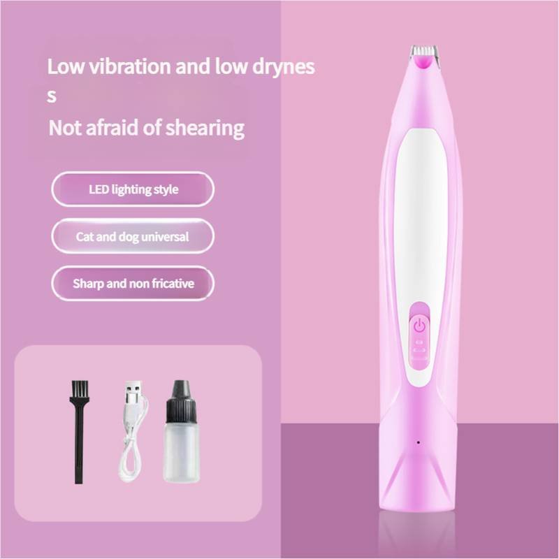 Electric Pet Hair Clipper with Type-C Charging, LED Light, and Grooming Accessories(Purple)