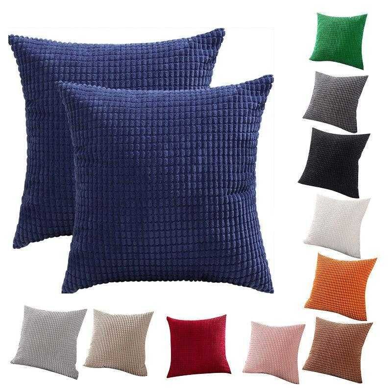 45X45 Plain Solid Colour Cushion Cover Decorative Pillow Case Home Multicoloured - Dark Grey