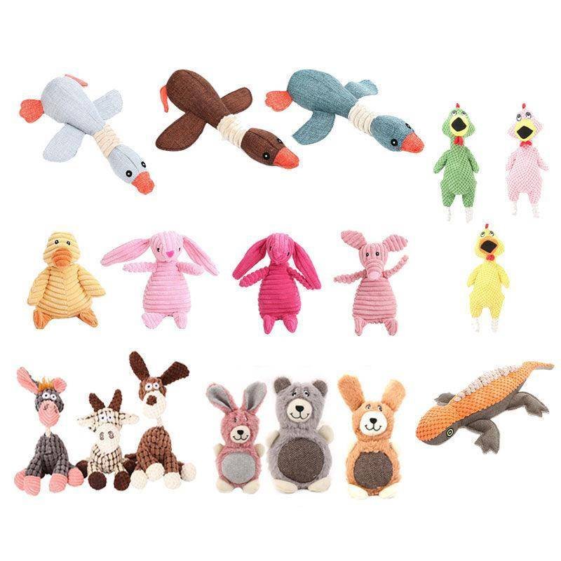 Squeaky Dog Toy Plush Chew Rope Pet Puppy Toys with Squeaker Crinkle for Teething - Green Chicken