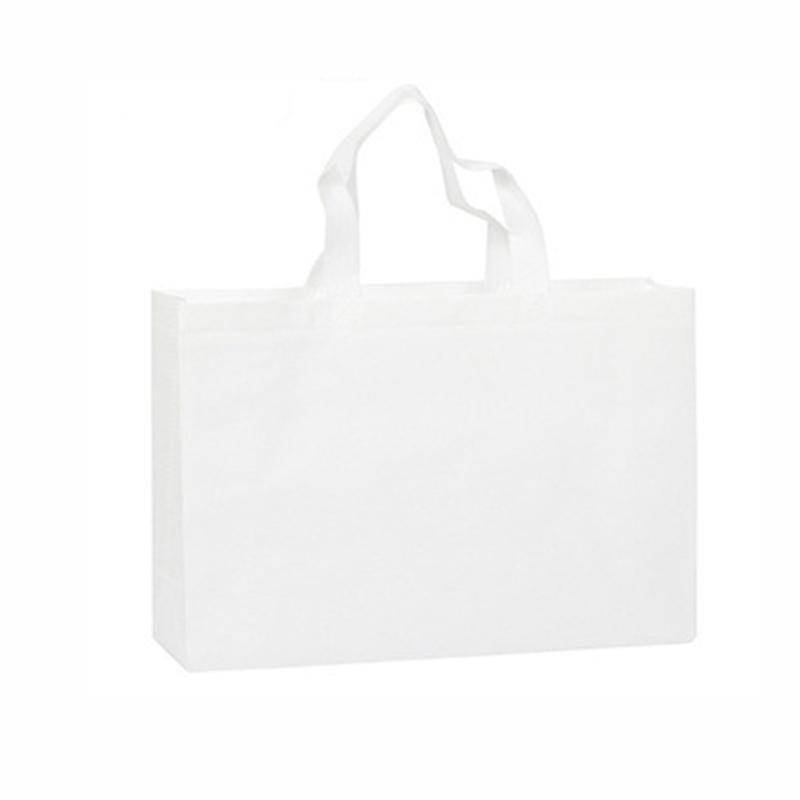 100PCS Reusable Non Woven Shopping Bags Eco Friendly Washable Tote Bags White - 35X25X10CM