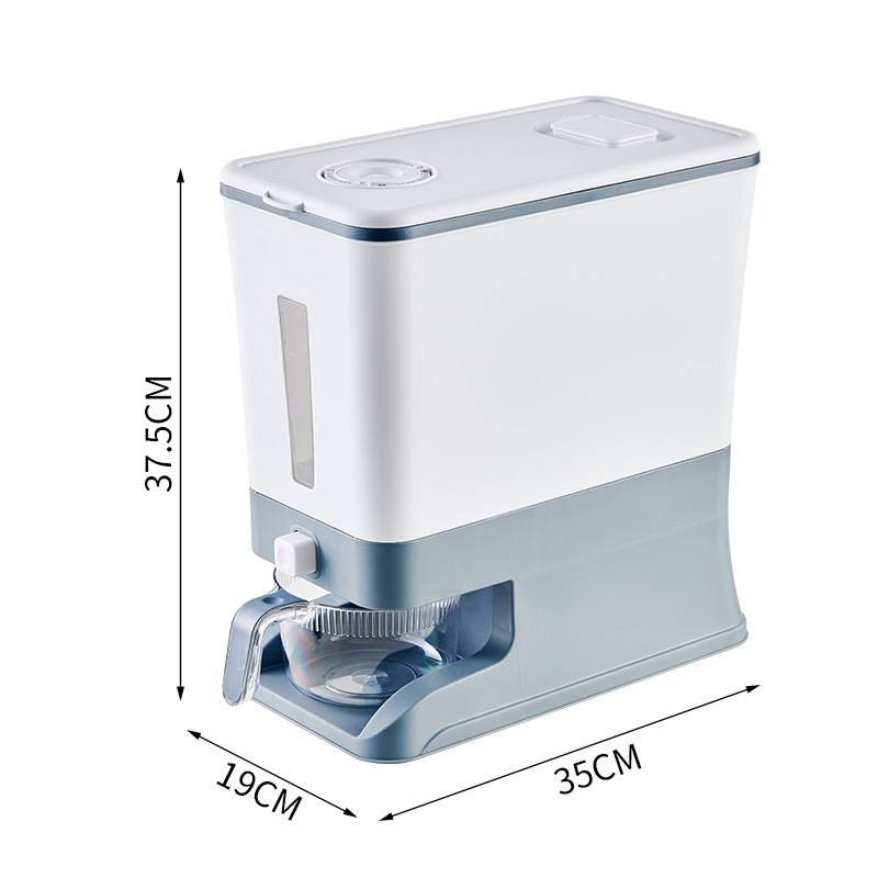 Regular Gray Smart Kitchen Rice Dispenser - Automatic Press-Style Rice Storage Bin