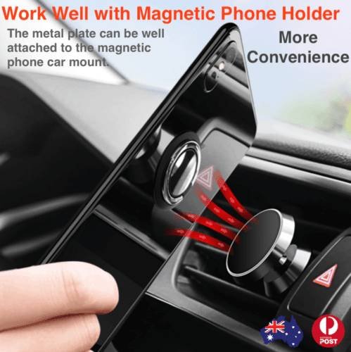 Iring Phone Ring Finger Holder Stand Car Mount Hook For Iphone Ipad Mobile Grip - F- Black
