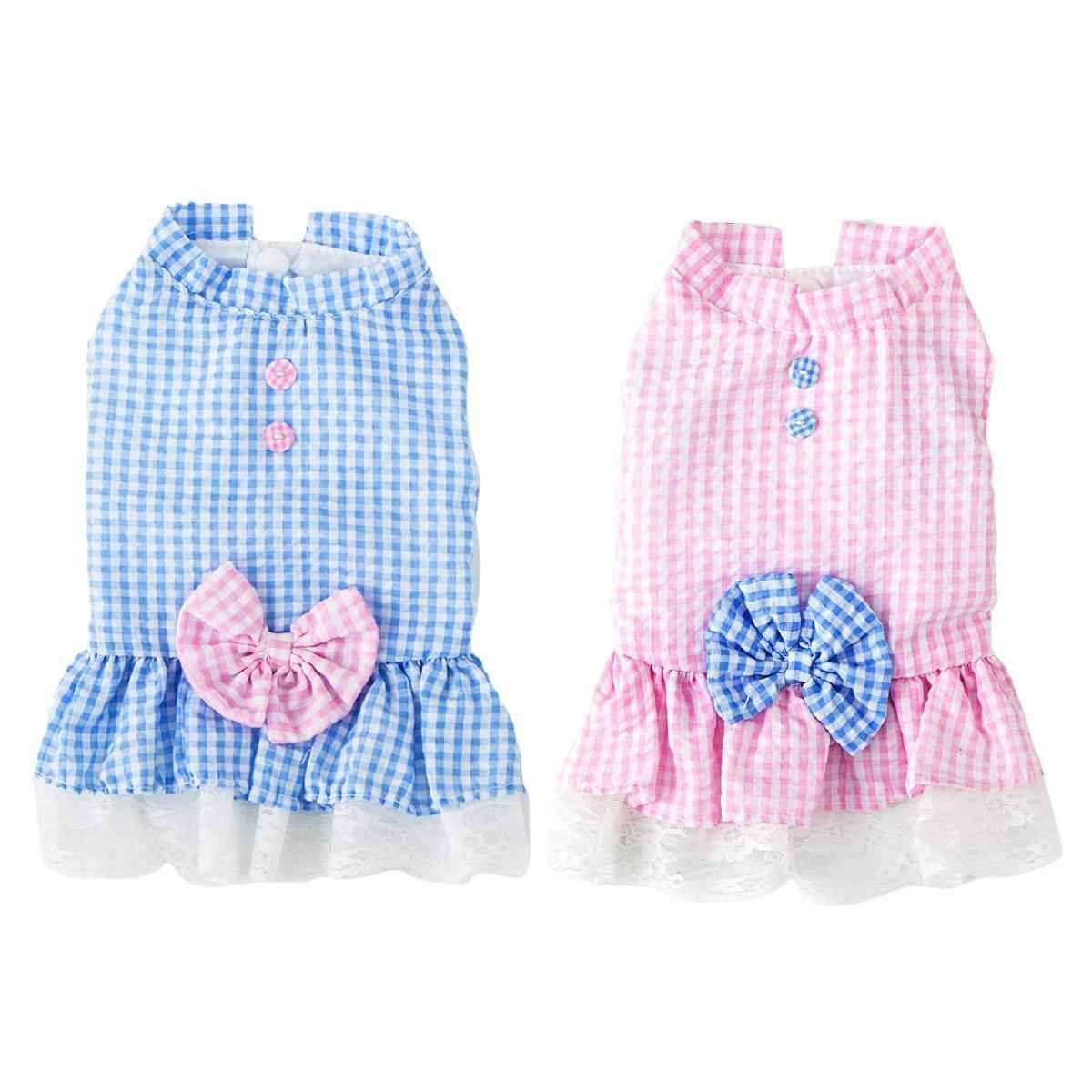 Cute Small Dog Dress Puppy Clothing Pet Apparel for Summer Fashion Outfit - Blue - S