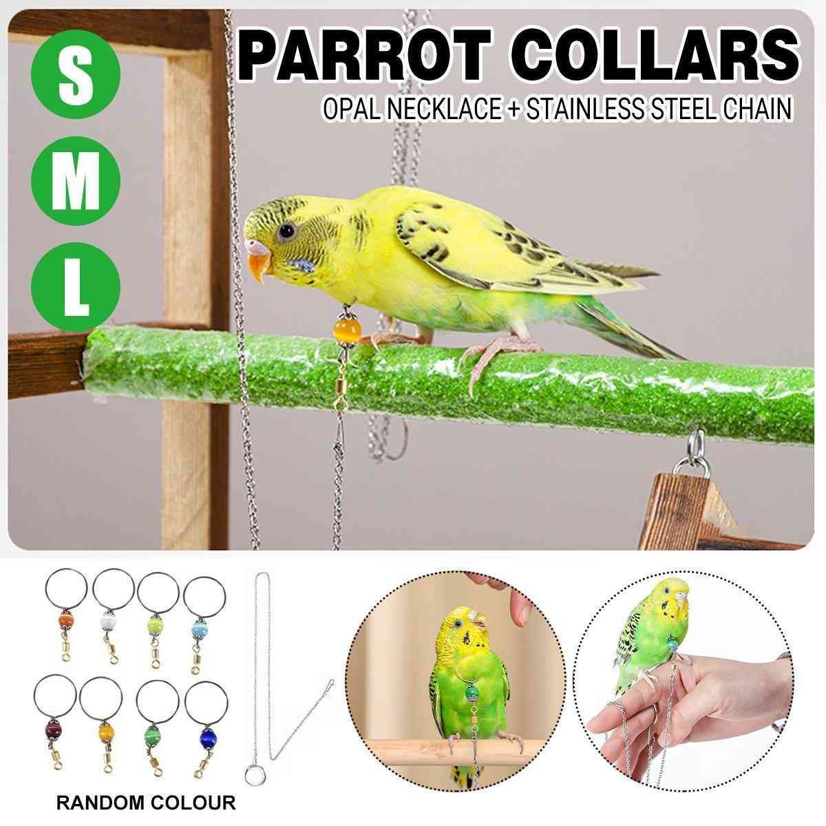 Parrot Neck Collar Stainless Steel Bird Chain Training Adjustable Bird Leash - S-Diameter 1.6cm