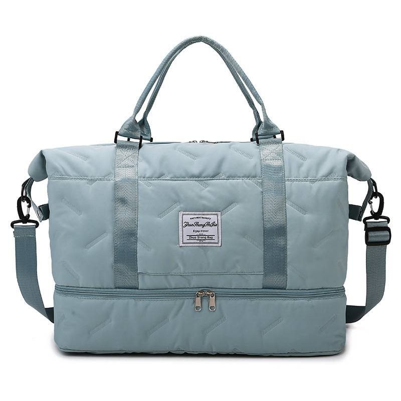 Green Stylish Quilted Duffel Bag for Travel & Gym - Large Capacity Weekender with Shoe Compartment and Wet Pocket
