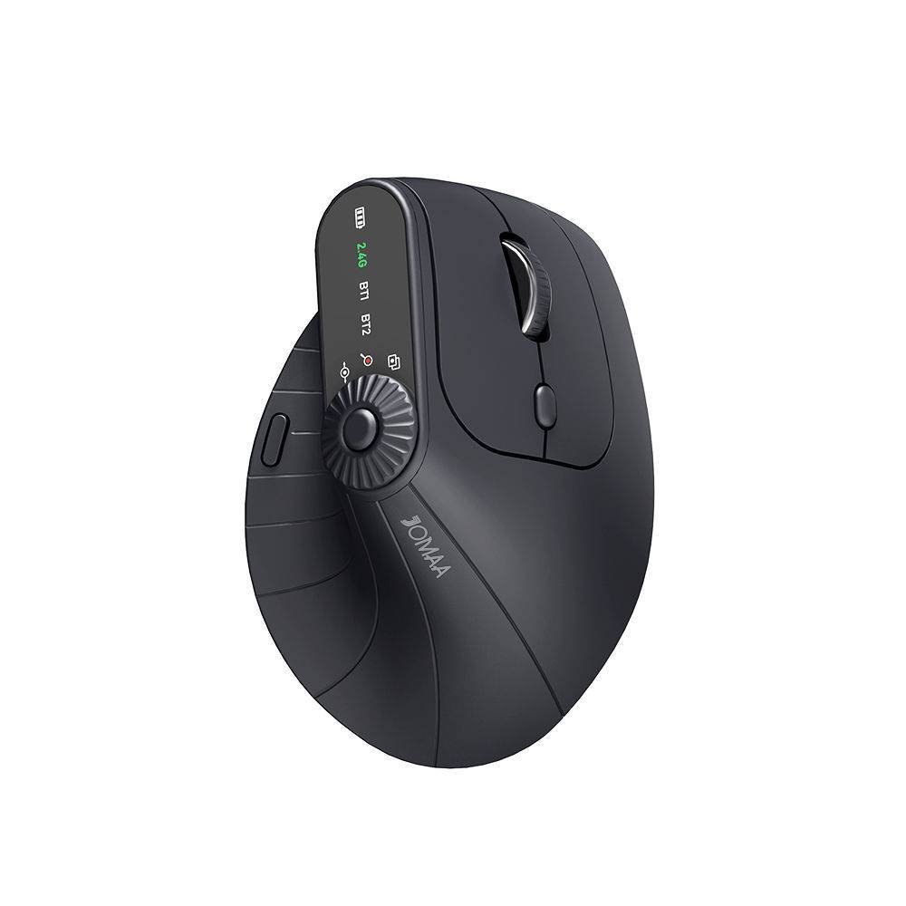 Ergonomic Vertical Mouse - 2.4G/Bluetooth Multi-Mode, LED Display, 57-Degree Angle, & 400mAh Battery(Black)
