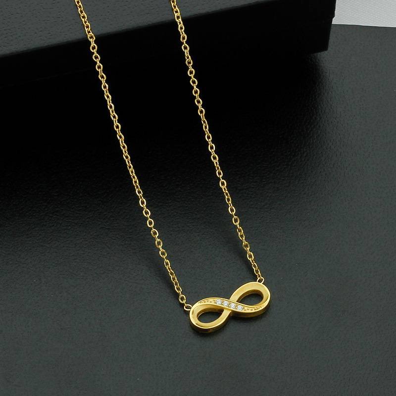 Style 8 Gold Infinity Necklace for Women - Dainty Titanium Steel Pendant with Sparkling Cubic Zirconia