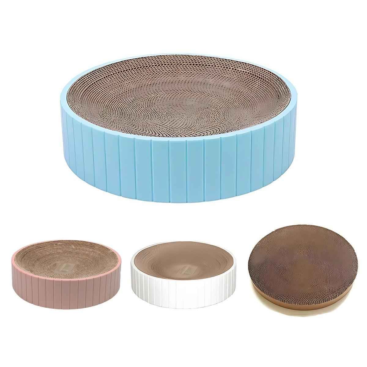 2In1 Cat Scratching Board Round Cat Scratcher Pad Lounge Bed Bowl Pet Sofa House - Blue