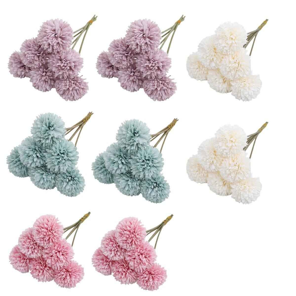 12pcs Artificial Dandelion Fake Flower Simulation Arrangement Desktop Decoration - White