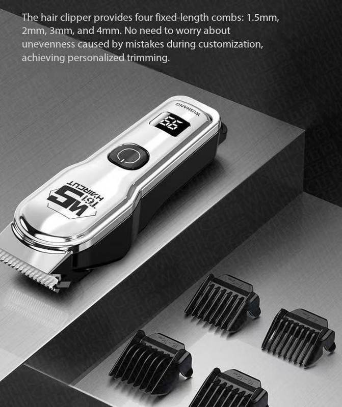 Silver Professional Cordless Hair Clippers - USB Rechargeable Trimmer with LED Display for Barbers & Home Grooming