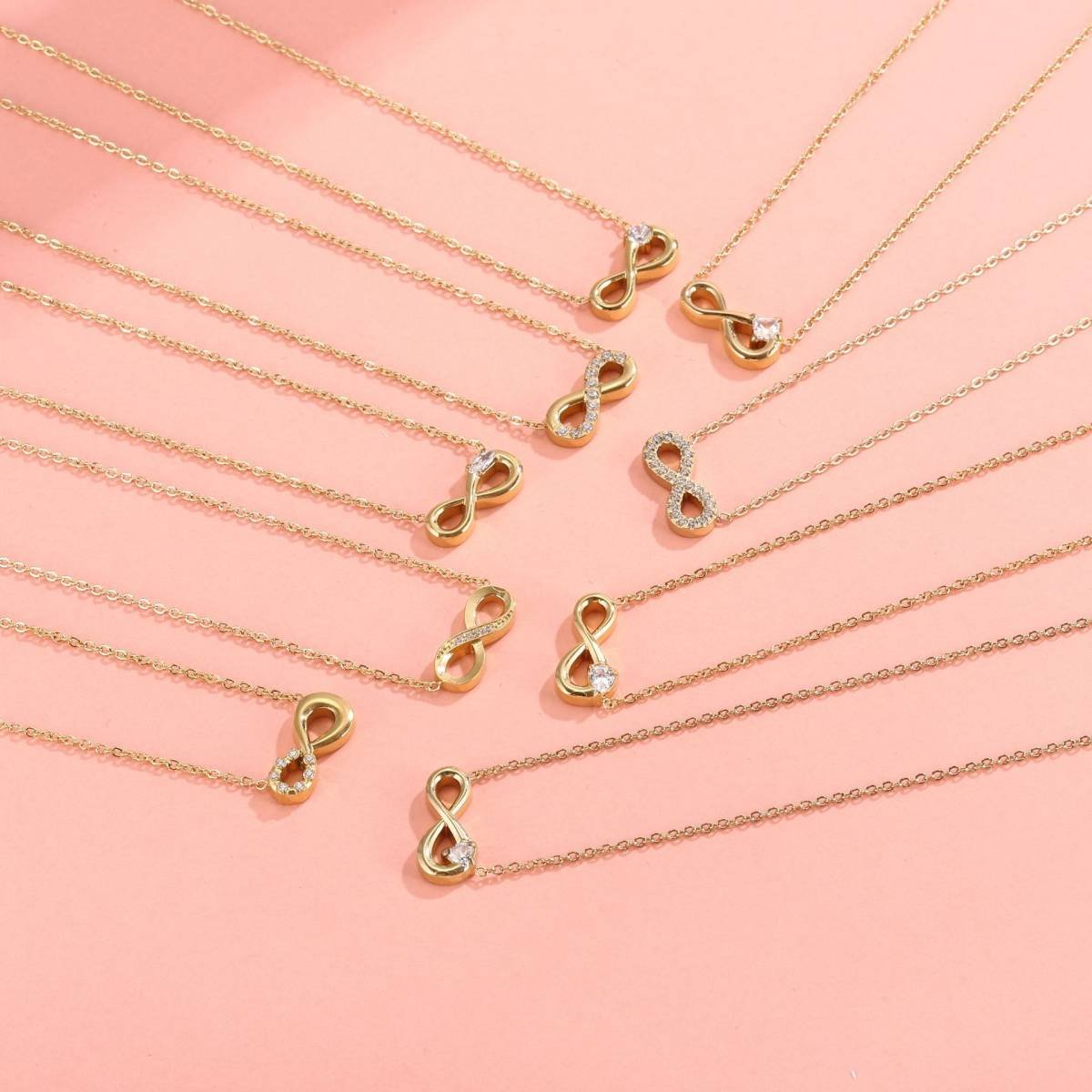 Style 4 Gold Infinity Necklace for Women - Dainty Titanium Steel Pendant with Sparkling Cubic Zirconia