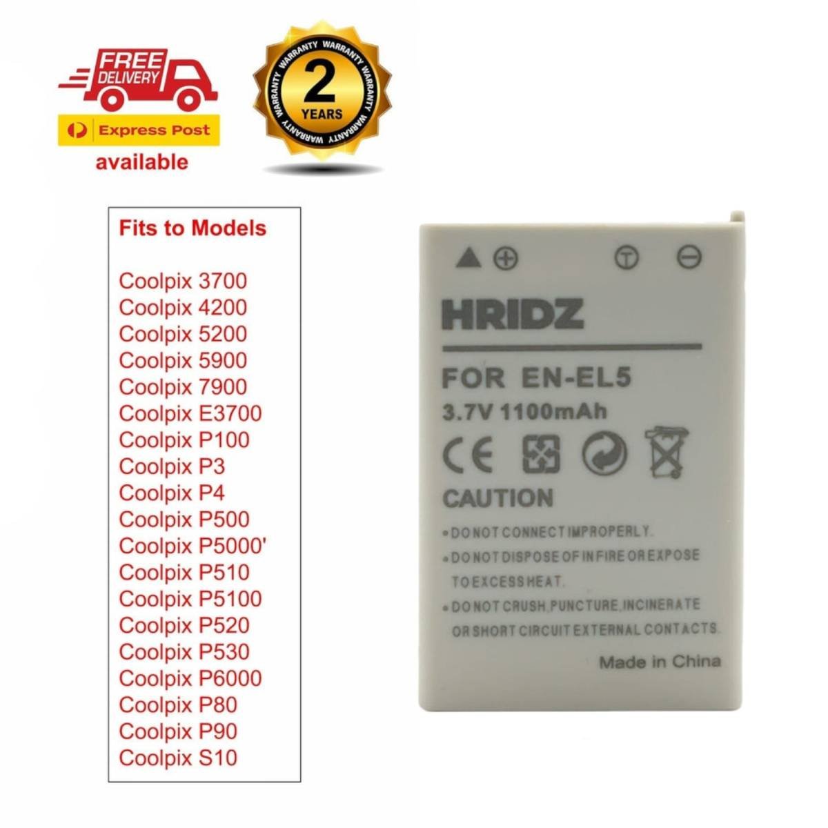 HRIDZ EN-EL5 Battery for Nikon Coolpix 3700 4200 5200 5900 7900 E3700 P5000
