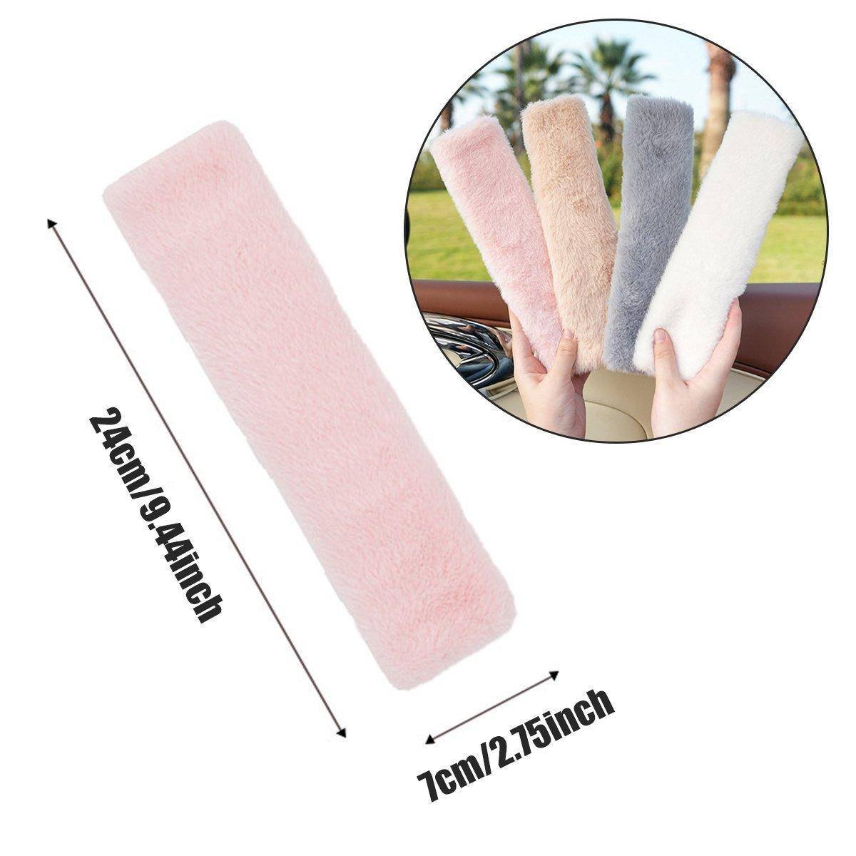 Winter Plush Shoulder Strap Cover Neck Cushion Pad for Comfortable Car Travel 2PCS - Pink