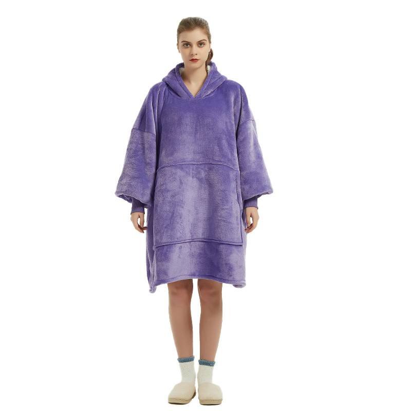 Purple Oversized Wearable Blanket Hoodie - Ultra Soft & Cozy Snuggle Pullover for Adults