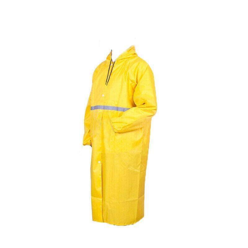 Unisex Waterproof Raincoat XL Size Lightweight Hooded Long Work Outdoor Overcoat - Yellow