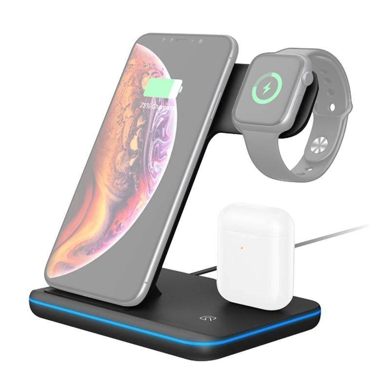 3 In 1 Magnetic Wireless Charger With Touch Ring Light - White