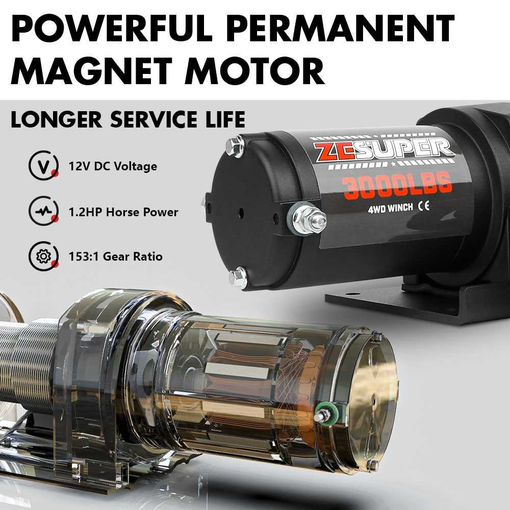 ZESUPER 12V Electric Winch 3000lbs Synthetic Rope Wireless Remote ATV UTV BOAT