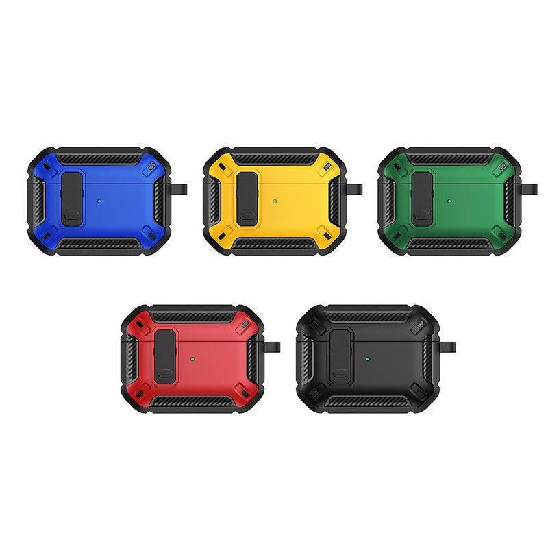 For Apple AirPods pro and pro2 Case Armor Earphone Heavy Duty Shockproof Cover - Black&Green For Airpods 3