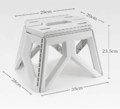White Portable Folding Stool - Compact Lightweight Plastic Step Stool for Camping, Fishing, Kids, and Home Use