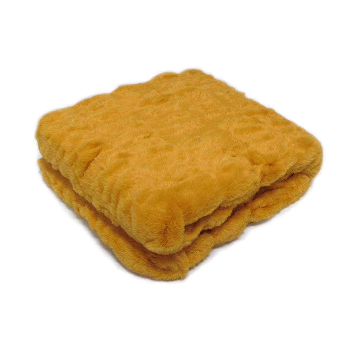 Meadow Soft Faux Fur Throw Rug 127 x 152 cm Mustard
