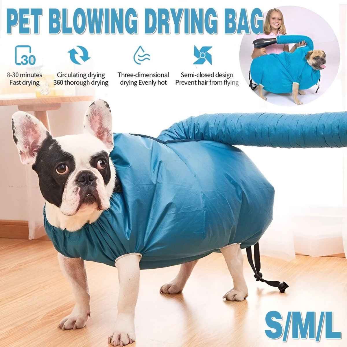 Pet Dog Cat Grooming Blower Hair Dryer Drying Bag Dry Cleaning Bathing Folding - M