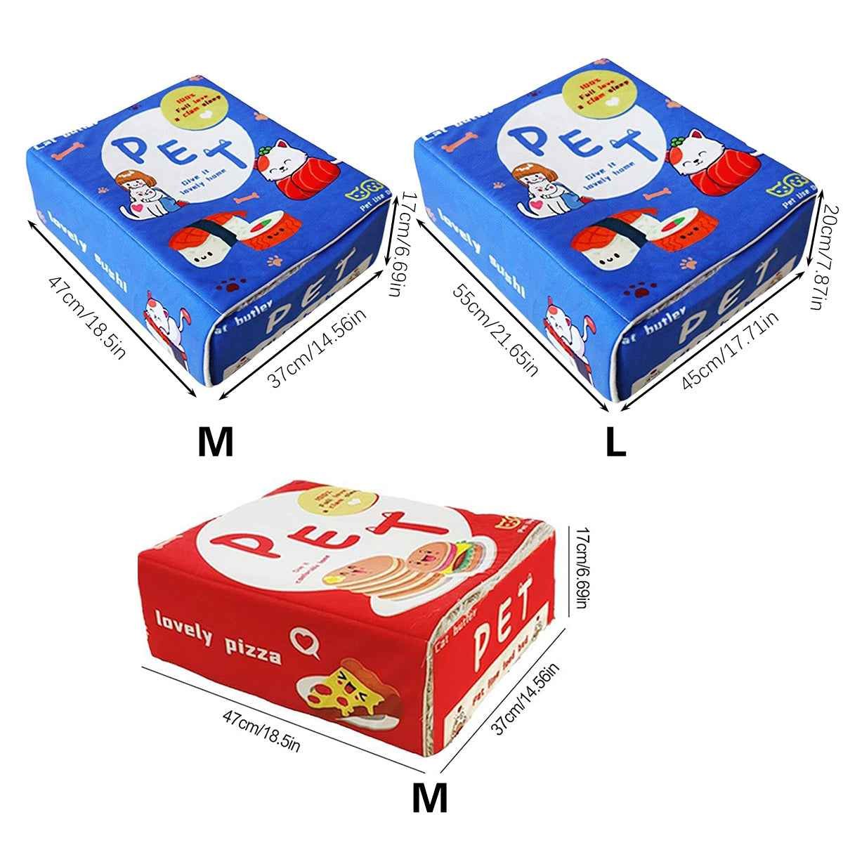 Rectangular Cookie Box Pet Bed for Cats Dogs Cat Bed Kitten Puppy Soft Pet House - Blue M