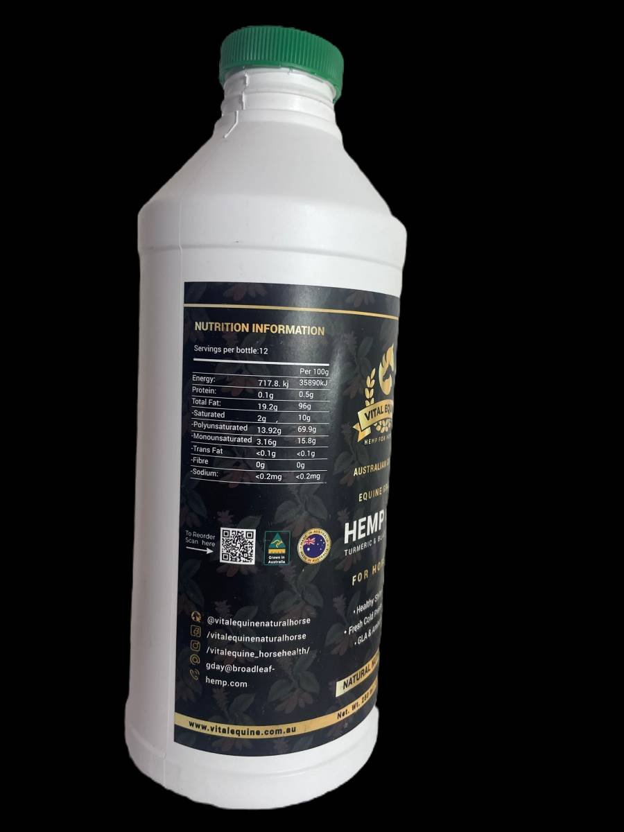 Vital Equine | Hemp & Turmeric Oil For Horses - 1 litre
