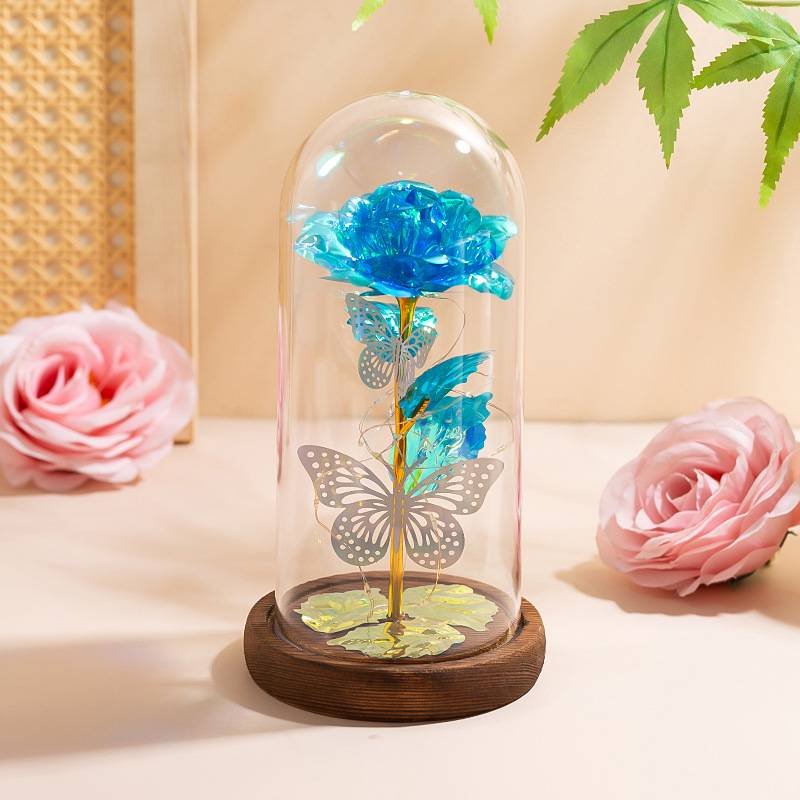 Blue & Silver Butterfly Lantern - Enchanted LED Decorative Light