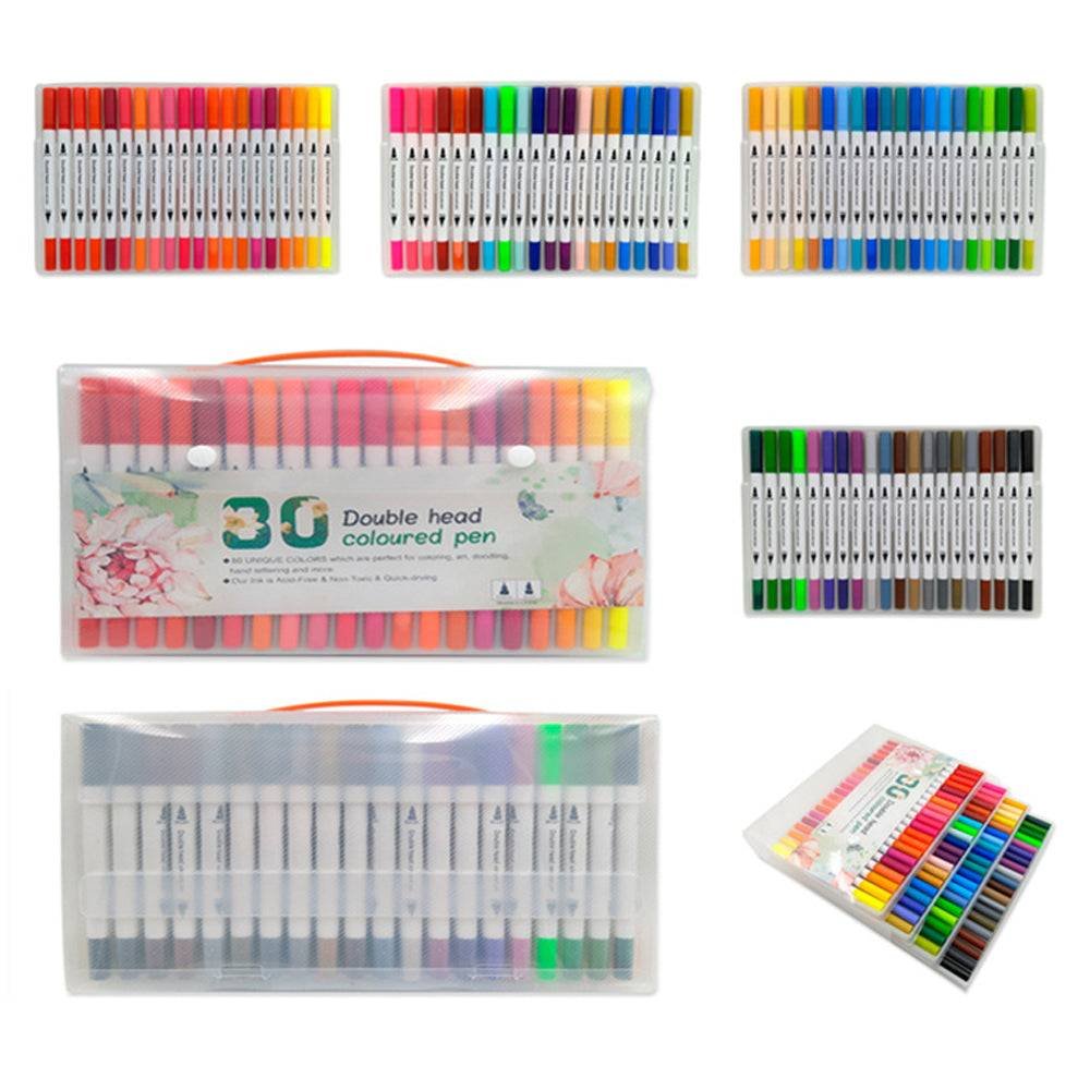 60 Unique Colors Double Head Acid- Free Non-Toxic Coloured Pens