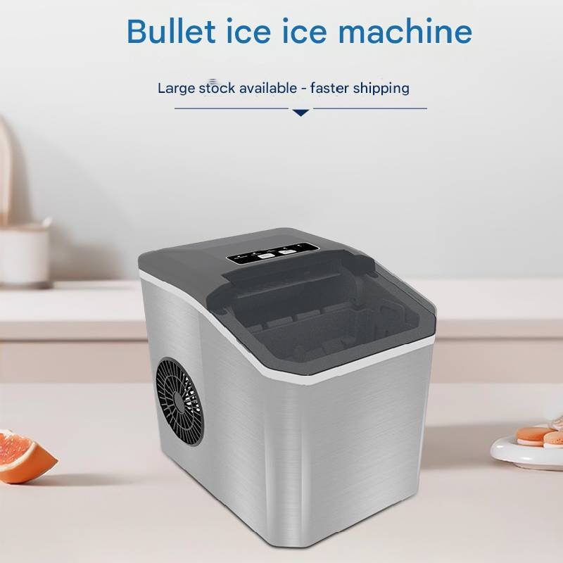 Stainless Steel Countertop Ice Maker 12kg/24h Portable Bullet Ice Machine with Self-Cleaning Function 1.3L Water Tank