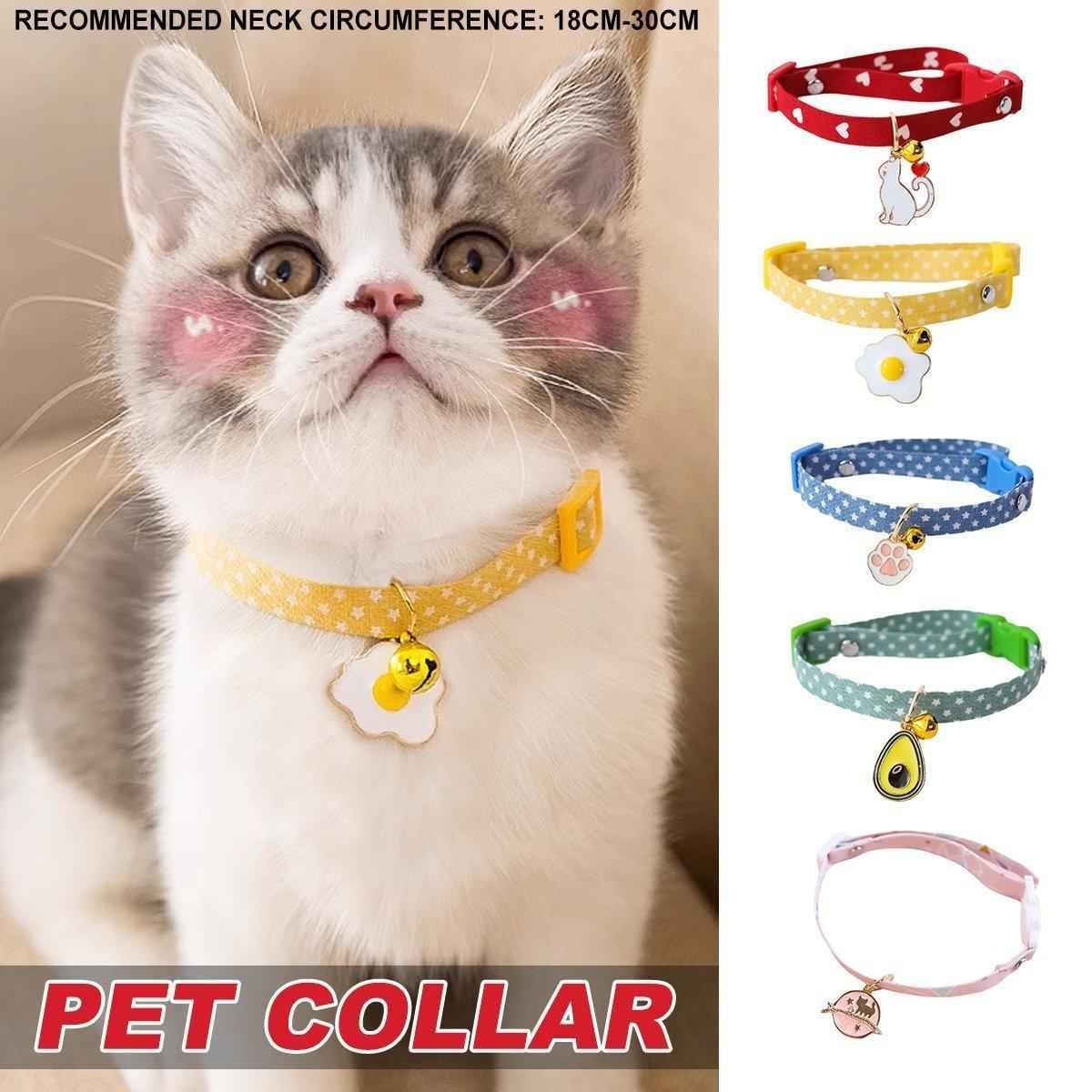 Adjustable Pet Collar with Buckle and Bell for Kitten and Dog Wearable Accessory - Yellow