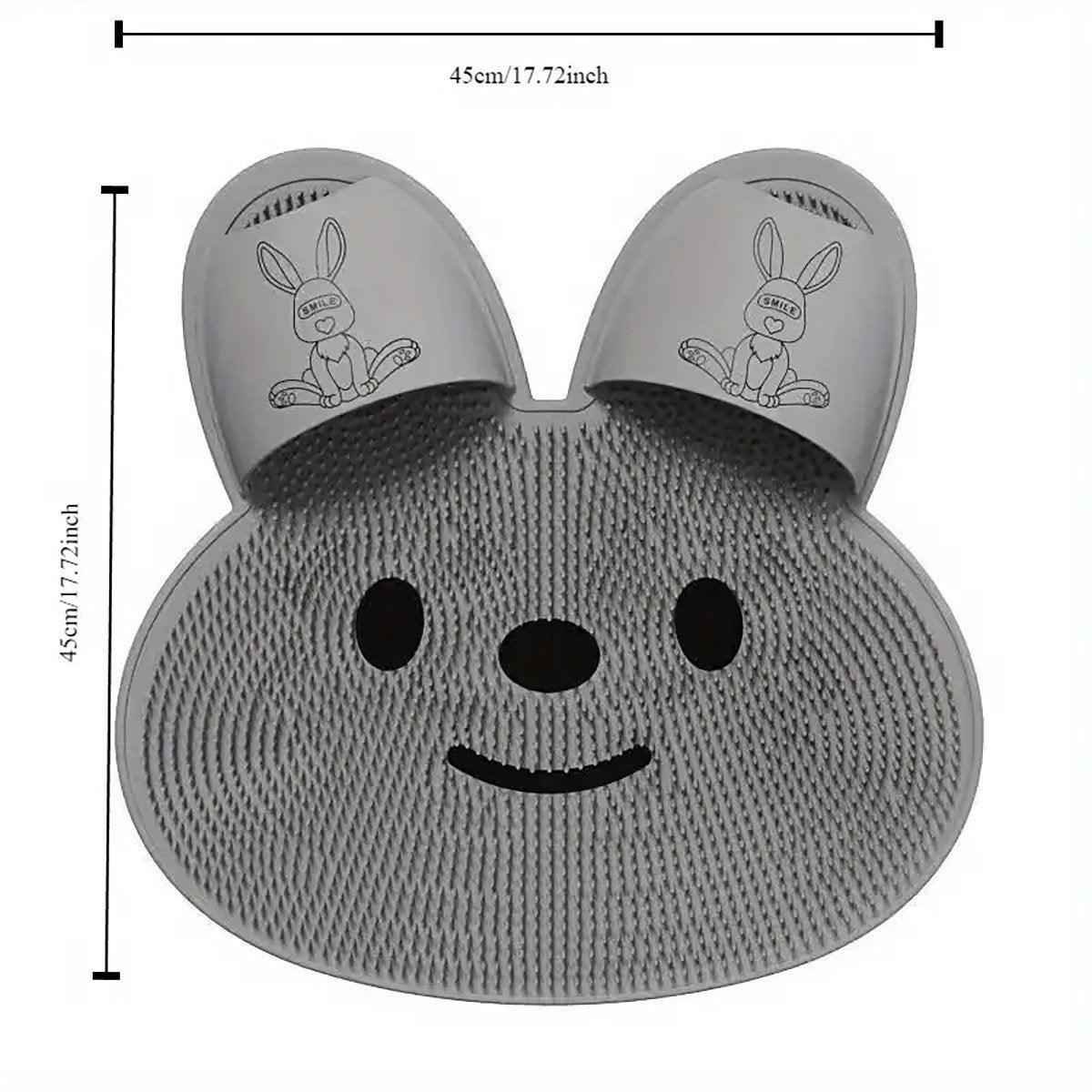 Silicone Foot Scrubber Rabbit Tub Mat Suction Cup Exfoliating Brush Cleaning Mat - Pink