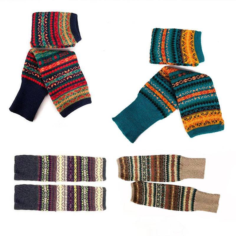 Women Ladies Winter Warm Knit Wool Leg Warmer Woolen Knee Knit Socks Leggings - Black