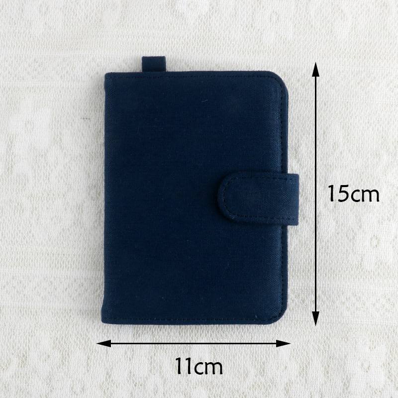 Navy Blue DIY Canvas Passport Holder with 4 Random Patches - Customizable Travel Document Wallet