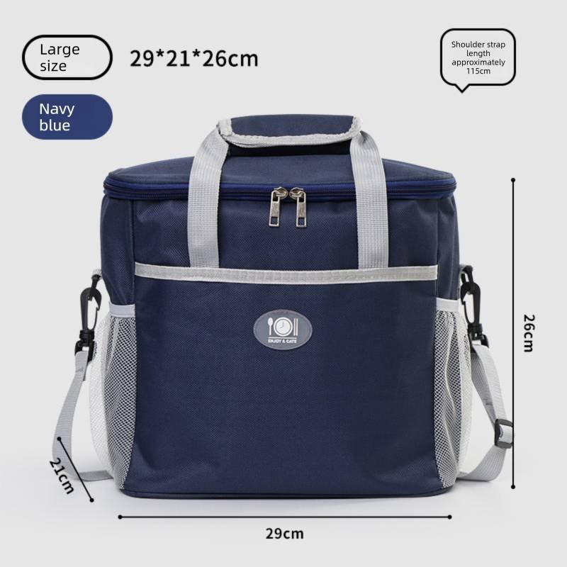 Large Insulated Cooler Bag Thermal Lunch Tote 16L Capacity with Adjustable Shoulder Strap for Picnics Camping & Work Navy Blue