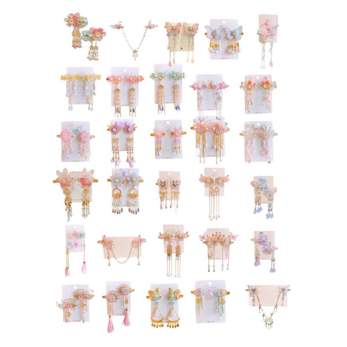 2Pcs Hanfu Flower Hair Clip with Pearl Tassel Butterfly Hairpin for Women and Girls Party - 17