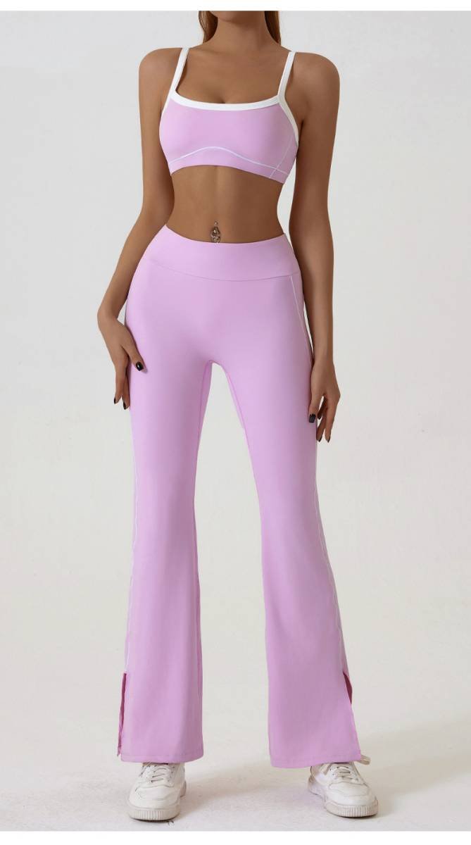 Pink Flared Leggings & Sports Bra Set - Breathable & Stretchy Activewear for Yoga, Running & Gym Workouts Size XL