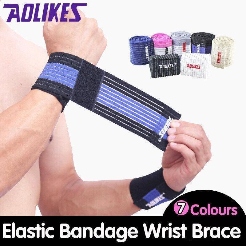 Aolikes Wrist Brace Elastic Bandage Support Sport Gym Wrap Fitness Wristband - Blue