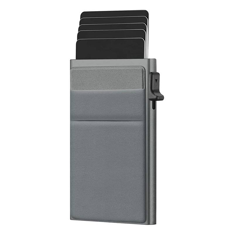 Ultra-Slim Pop-Up Card Holder Wallet with RFID Blocking(Gray + Gray Card Holder)