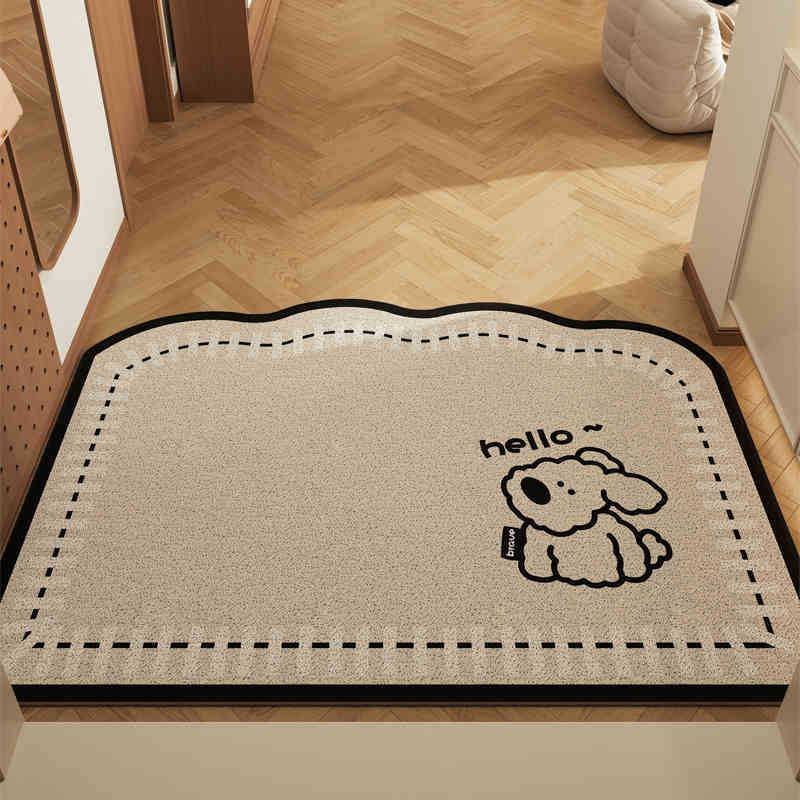 Long-eared Dog Set of 2 Cartoon PVC Coil Entrance Mats - Non-Slip Dirt Trapping Door Mats (50x80cm)