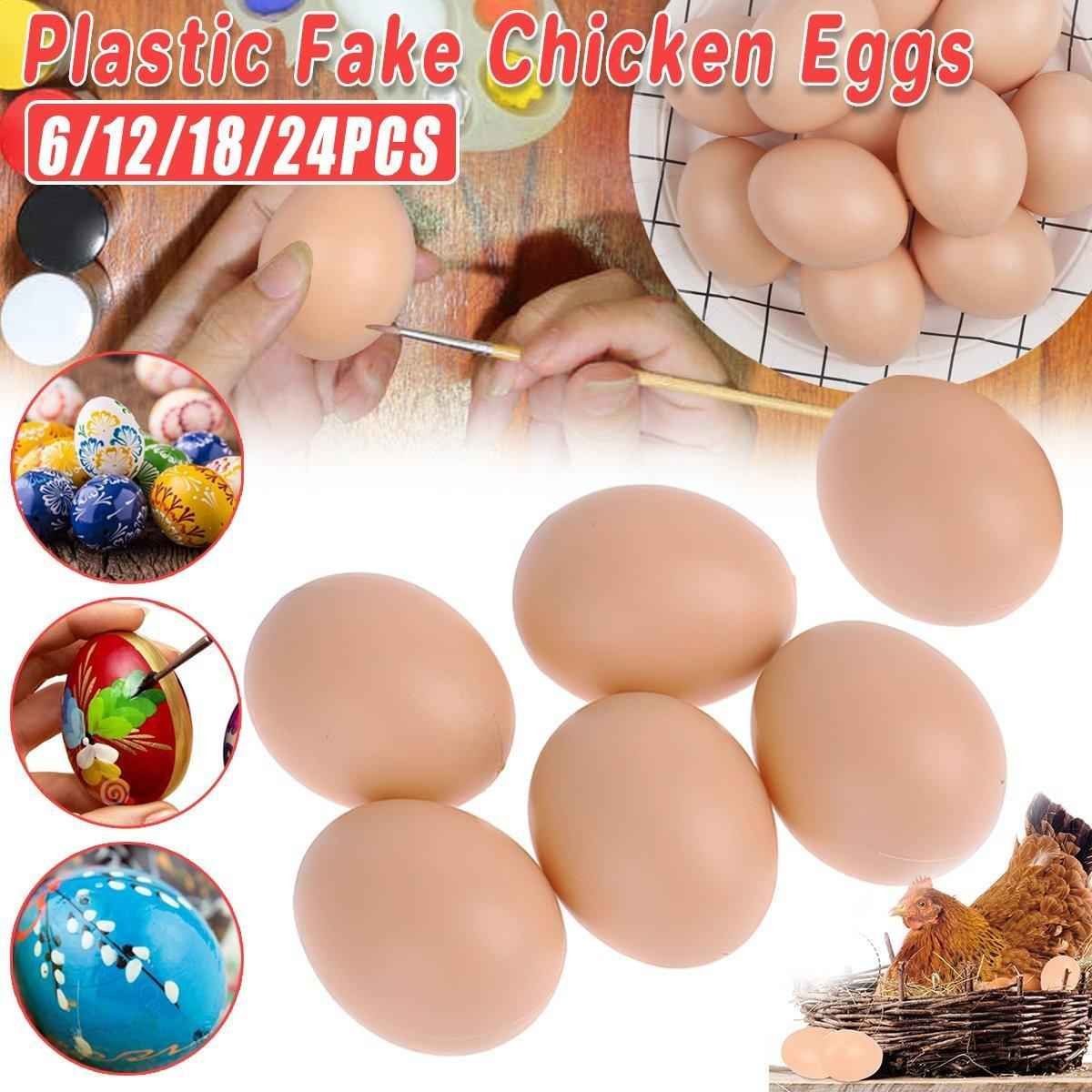 Plastic Painting Eggs DIY Toy Fake Eggs Colourful Drawing Craft Durable Egg - 6PCS