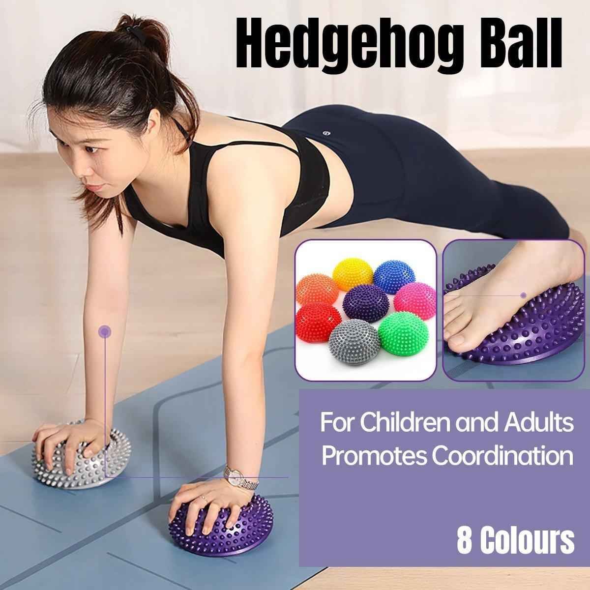 Spiky Massage Ball PVC Half Round Yoga Exercise Foot Hand Cushion - Yellow