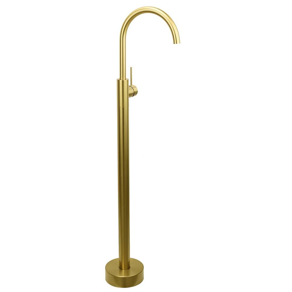 Brushed Gold Bath Tub Mixer Tap Free Standing Faucet Filler Spout Hot Cold Water