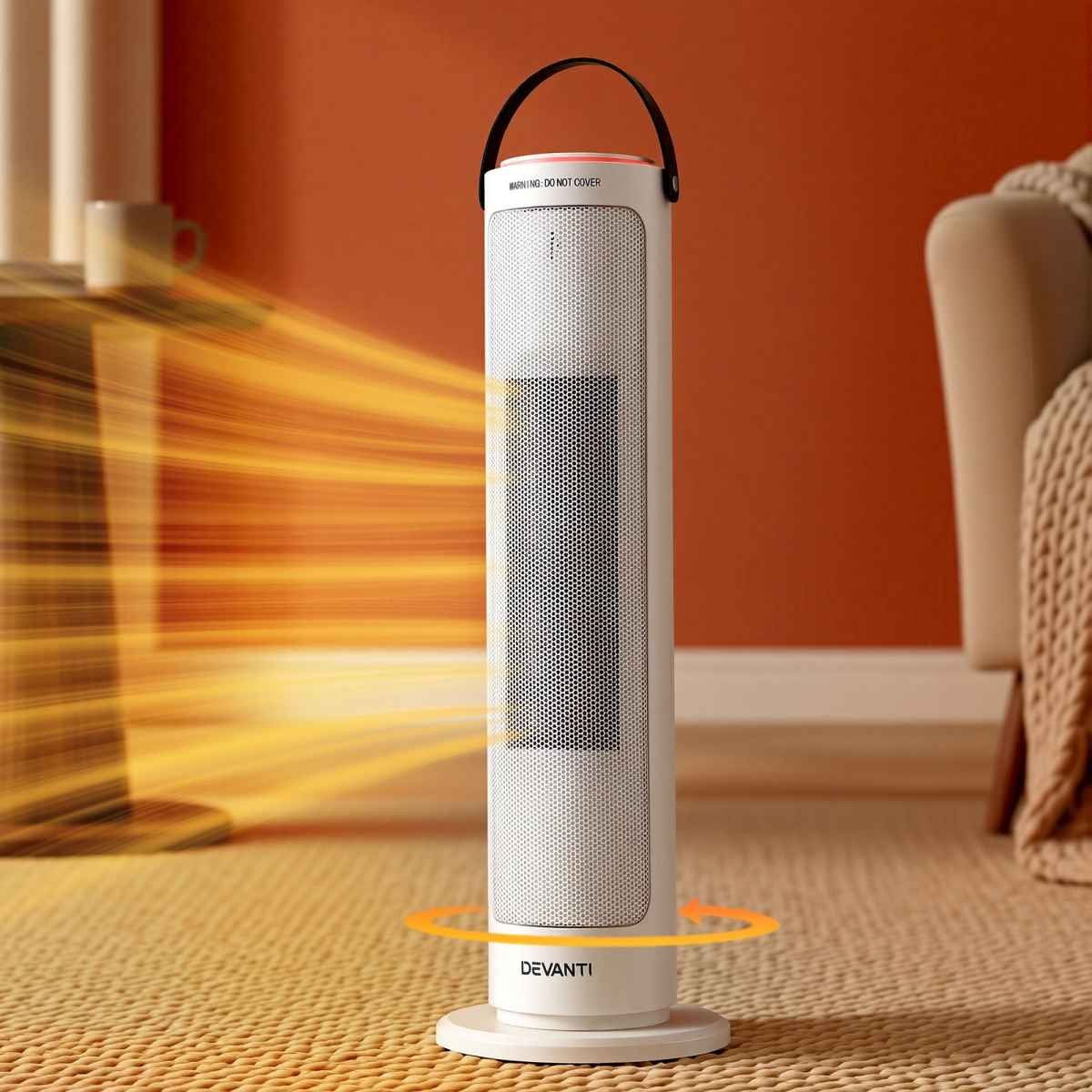 Devanti 2000W Ceramic Tower Heater Space Heaters Oscillating Indoor White