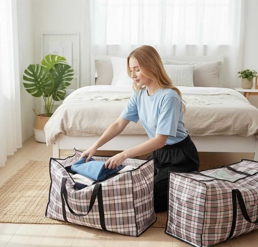 CARLA HOME 6 Pack Large Moving Storage Bags with Zipper & Handles for Clothes, Bedding, Blankets, Dorm & Travel (80x55x25cm)
