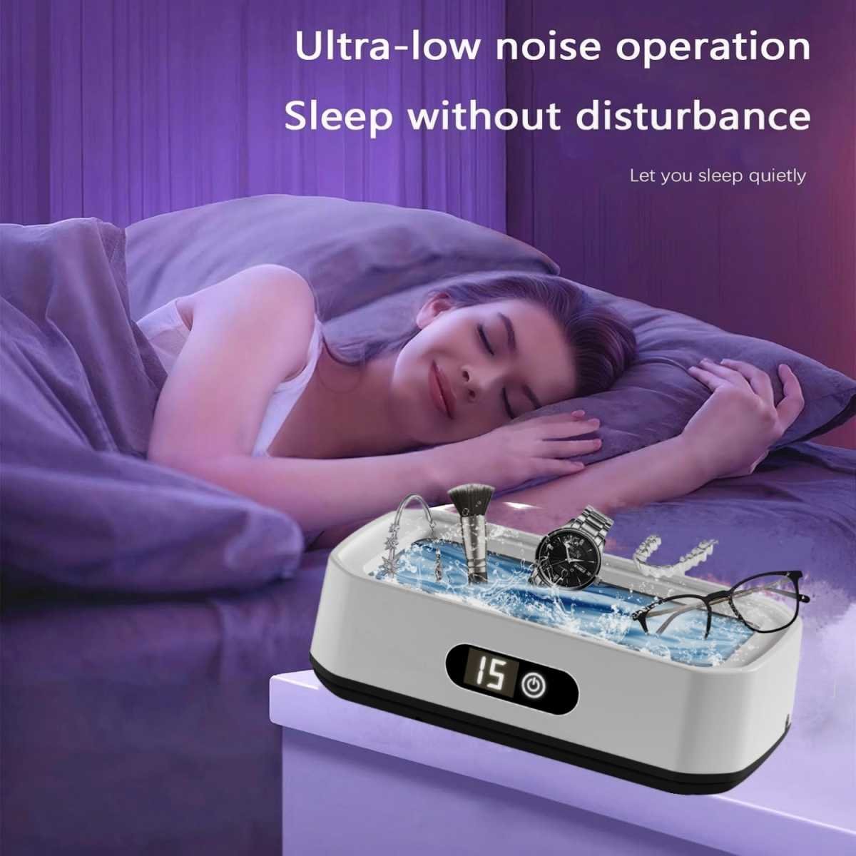 X81 White Ultrasonic Jewelry & Eyeglass Deep Cleaner with Cloth - Touch Control & 3-Level Intelligent Timers and Large 650ml Stainless Steel Tank