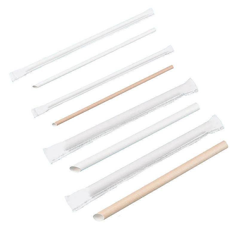 1000-2000pcs Colourful Paper Drinking Straws FOIL Metallic Party - White-6*230mm 2000PCS