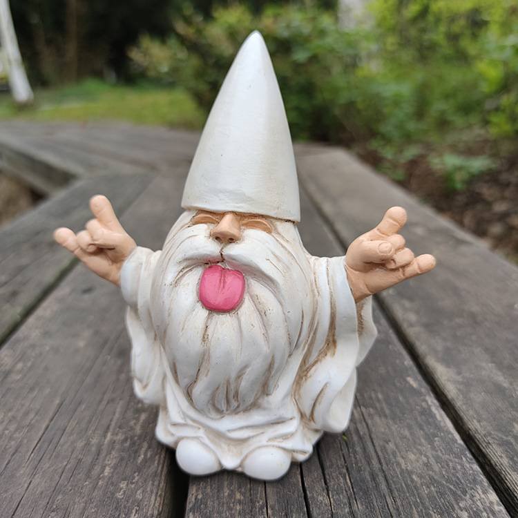 Naughty Garden Gnome Statue with Tongue Out - Funny Resin Dwarf Figurine for Yard & Patio