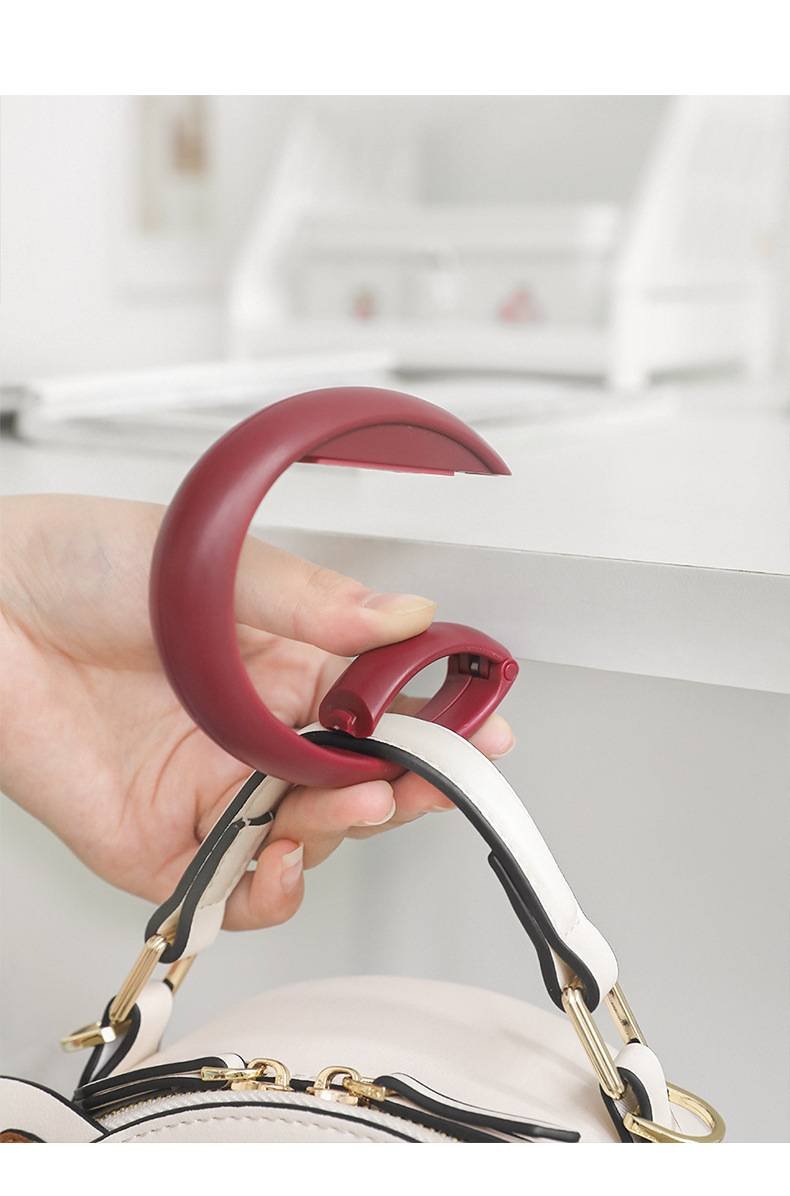 2 PCS Portable Purse Bag Hook Hanger Table Edge Holder Brown gray Foldable Non-Slip Clip for School Desk Office & Cafe