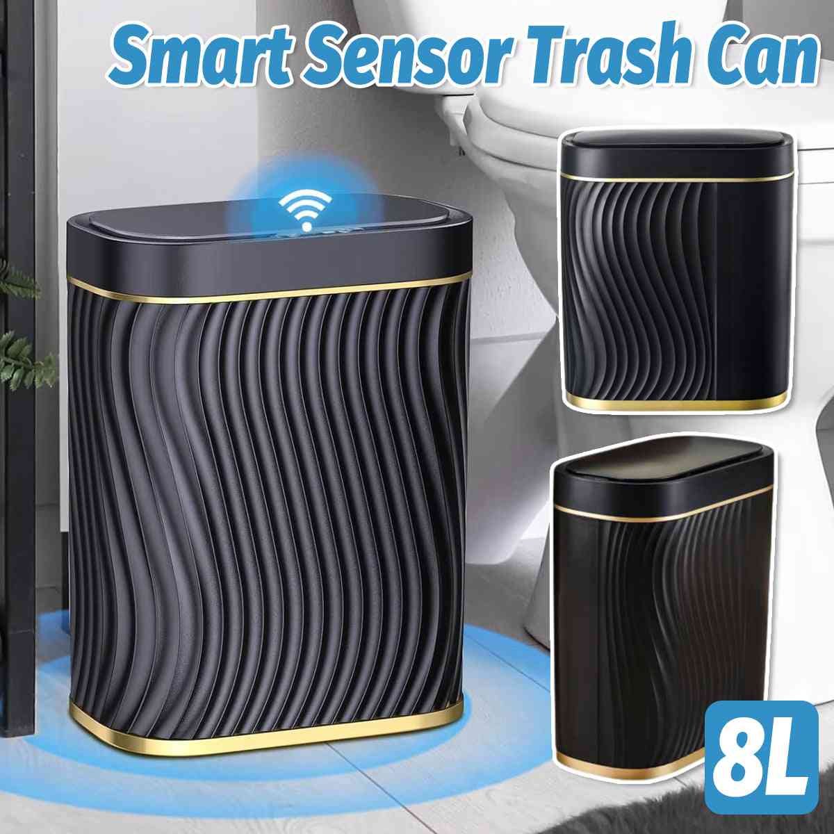 Sensor Trash Can 8L Narrow Black Smart Bin Touchless Bathroom Toilet Waste Bin